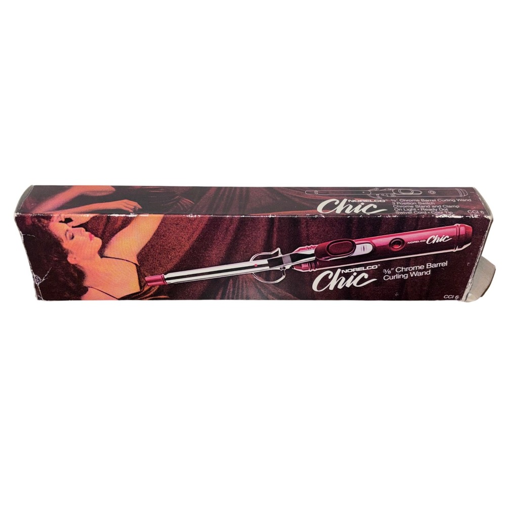 Vintage | Norelco Chic‎ | Original Box | 3/8 Chrome Barrel | WORKS | Curling